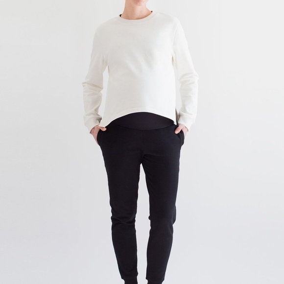 MATERNITY SOFT STRETCH SWEATSHIRT, WHITE - Picture 2 of 8